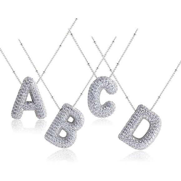 Dainty 18k Gold Plated Cubic Zirconia Alphabet Necklace for Personalized Charm - Picture 2 of 7